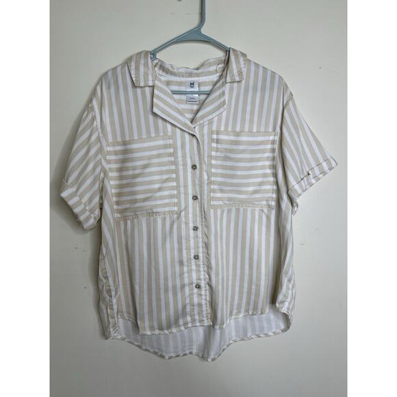 Members Mark Tencel Camp Shirt Woman’s Large New No Tags Boxy Oversized - Picture 1 of 6